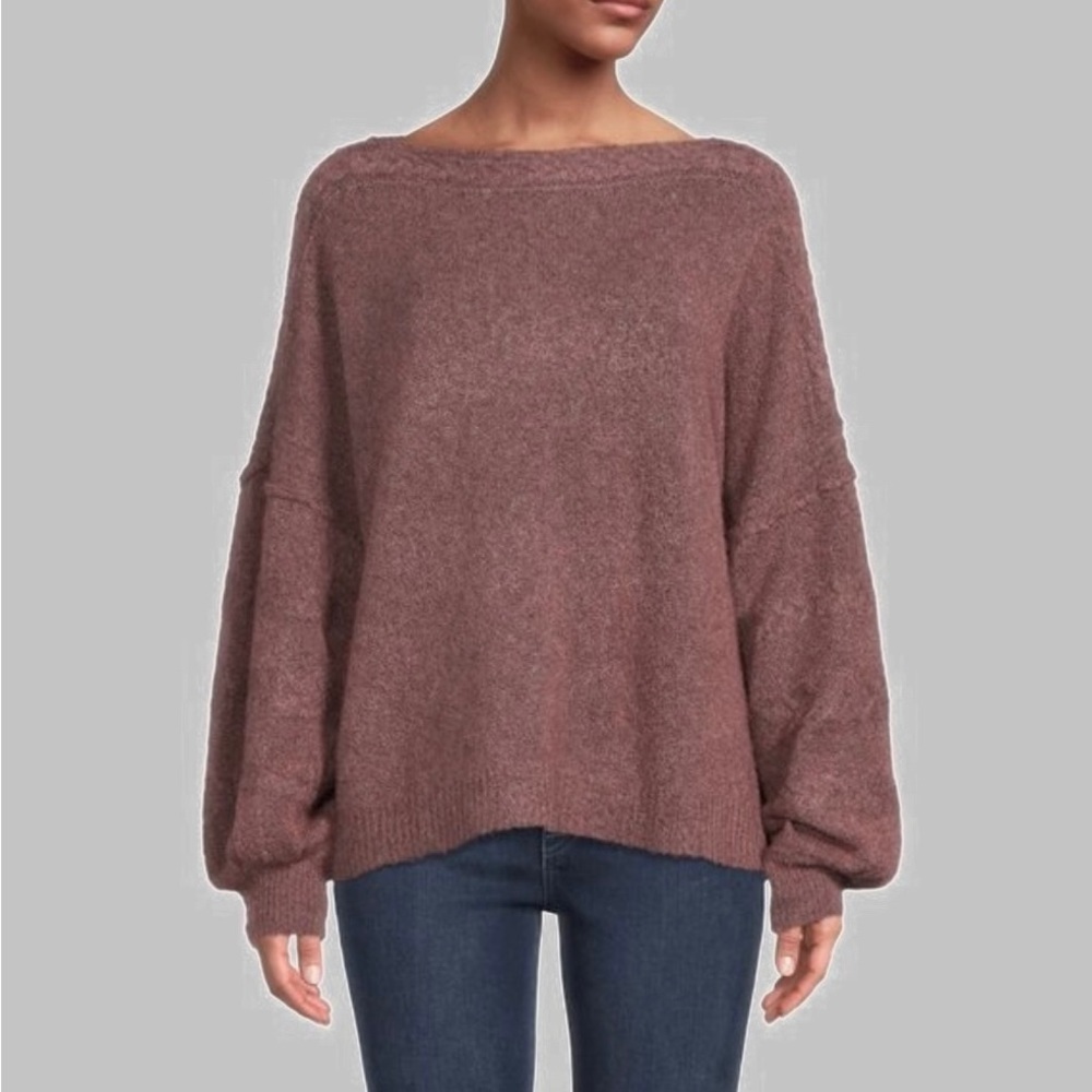 NWT New $98 Max Studio Bubble Sleeve Rose Sweater Size L